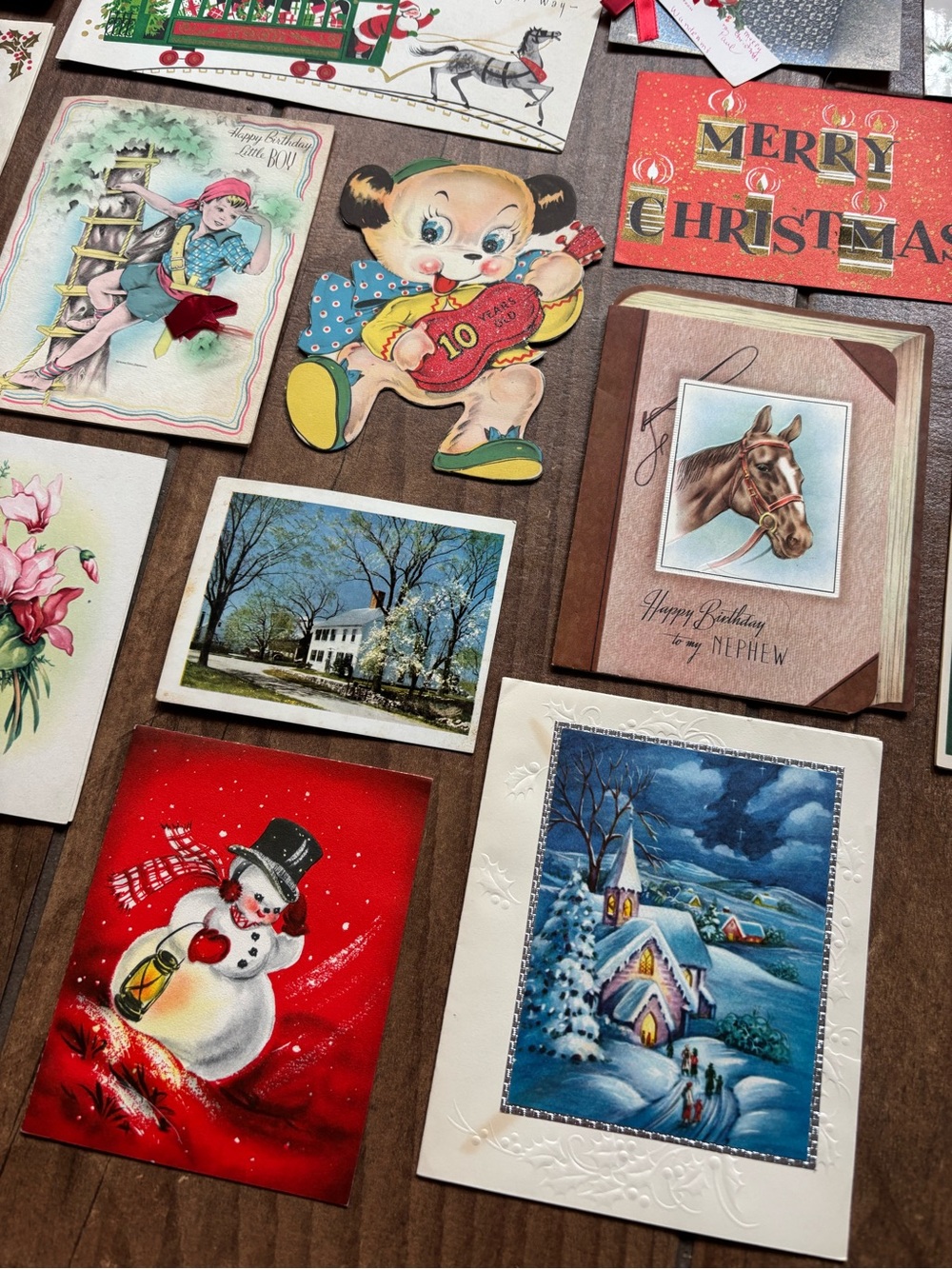 Lot Vintage 1940s 1950s Greeting Cards Christmas Birthday Craft Ephemera